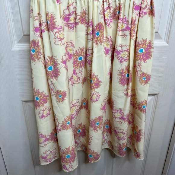 Anthropologie O by Organics Floral Pink/Yellow Dress Size 4 - Picture 3 of 11